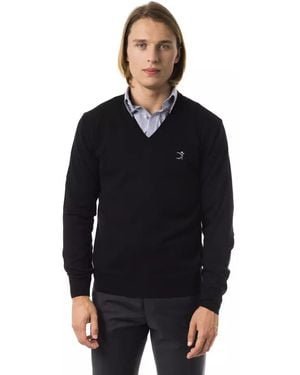 Uominitaliani Merino Wool Sweater - Black