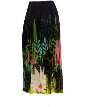 Valentino Garavani Pleated Floral Maxi Skirt - Green