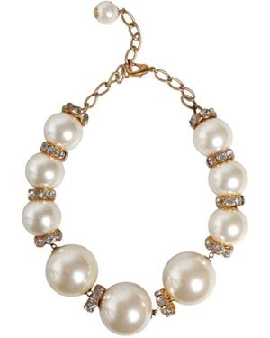 Dolce & Gabbana Maxi Faux Pearl Beads Crystals Chain Necklace - Metallic