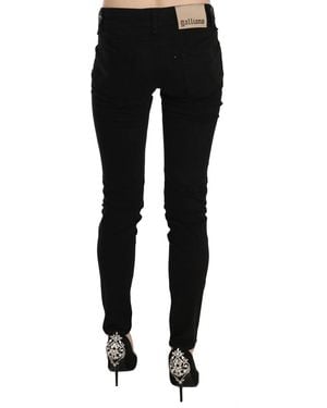 John Galliano Mid Waist Slim Fit Skinny Denim Casual Pants Jeans - Black