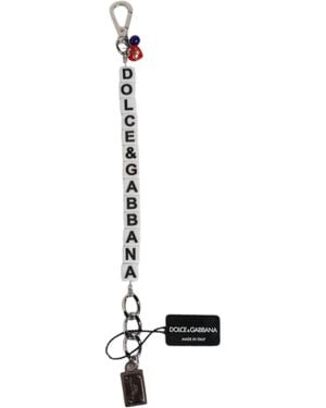 Dolce & Gabbana Brass Chain Dice Logo Embellished Charm Bracelet Real Plastic Zamak - White