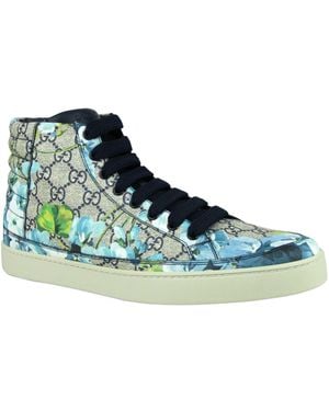 Gucci Bloom Print Supreme Gg Canvas Hi Top Sneaker Shoes - Blue