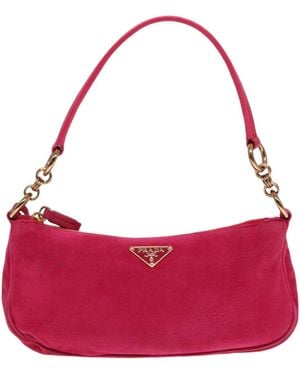 Prada Pouch Bag Suede Clutch Bag (Pre-Owned) - Red