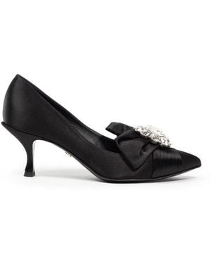 Dolce & Gabbana Bow Court Shoes Satin Cr1176Aw428 Viscose - Black