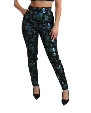 Dolce & Gabbana Floral Metallic Slim Pants - Black