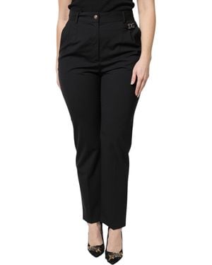 Dolce & Gabbana Polyester High Waist Dress Trousers - Black