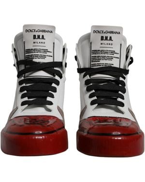 Dolce & Gabbana Leather High Top Trainers Shoes Polyester Pu Viscose - Red