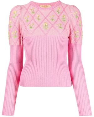Cormio Long-Sleeve Knitted Top - Pink