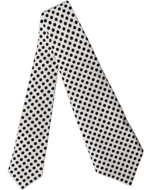 Dolce & Gabbana Polka Dot Silk Adjustable Neckwomen's Tie - White
