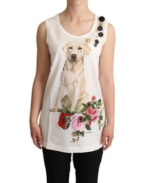 Dolce & Gabbana Chic Canine Floral Sleeveless Tank - Natural