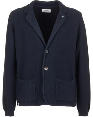 Fred Mello Elegant Dark Cotton Sports Jacket - Blue