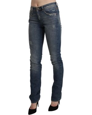 Ermanno Scervino Washed Mid Waist Skinny Denim Jeans - Blue