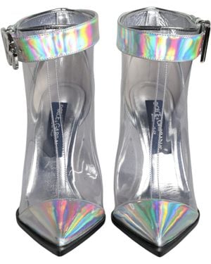 Dolce & Gabbana Iridescent Pvc Pointed Short Boots Shoes Calf Leather Pu Polyester - Blue