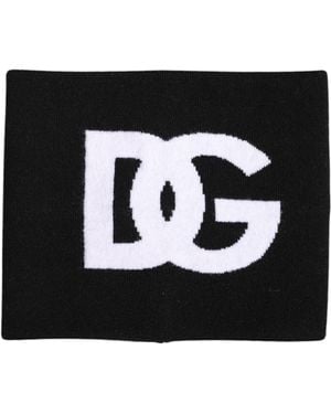 Dolce & Gabbana Logo Print Knitted Neck Warmer Scarf - Black