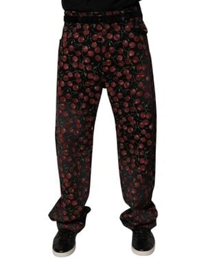 Dolce & Gabbana Cherry Print Trousers - Black