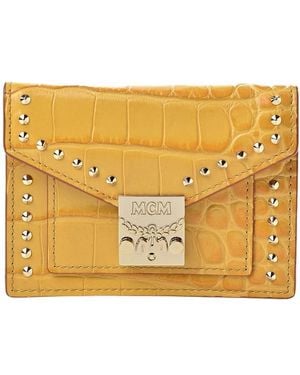 MCM Crocodile Embossed Leather Mini Flap Coin Wallet - Metallic