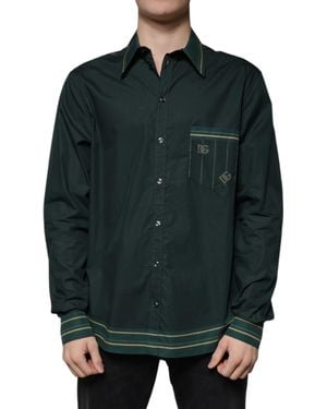 Dolce & Gabbana Logo Long Sleeve Martini Casual Shirt - Green