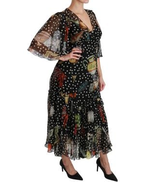 Dolce & Gabbana Sea Fish Sicily A-line Shift Dress - Black