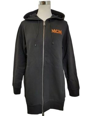 MCM Cotton Embroide Fringe Logo Zip Up Jacket - Black