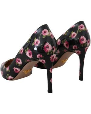 Prada Leather Floral Heels Stilettos Pumps - Black