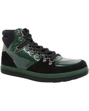 Gucci Contrast Combo High Top Suede Leather Sneaker - Green