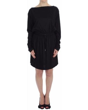 Versace Jeans Couture Modal Silk Shift Knee Dress - Black