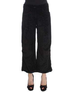 Ermanno Scervino Velvet Cotton Capri Bootcut Trousers - Black
