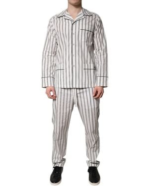 Dolce & Gabbana Stripes Cotton Pyjama Set Sleepwear - Grey