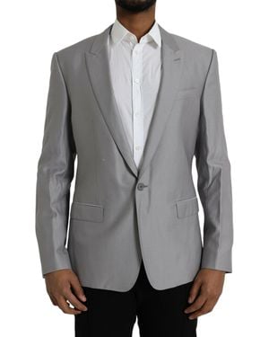 Dolce & Gabbana Wool Peak Single Breasted Coat Blazer - Grey