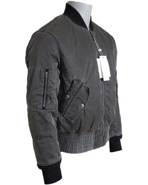 MM6 by Maison Margiela Bomber Zipper Pocket Sleeves Jacket Nylon Clothing - Black
