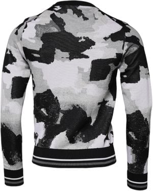 Dolce & Gabbana Camouflage Crew Neck Pullover Jumper Silk Clothing - Grey