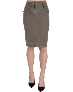 Just Cavalli Corduroy Pencil Straight A-Line Skirt - Black