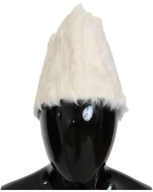 Dolce & Gabbana Xiangao Lamb Fur Beanie Accessory - White