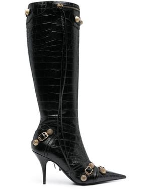Balenciaga Le Cagole Leather Heel Boots - Black