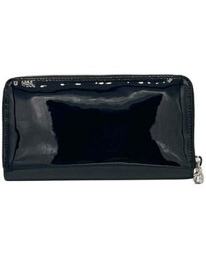 McQueen Patent Leather Zip Around Wallet - Blue