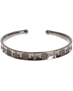 Nialaya Rhodium 925 Bangle Bracelet - Black