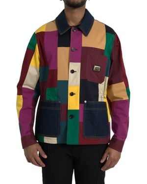 Dolce & Gabbana Patchwork Cotton Collared Jacket - Black