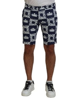 Dolce & Gabbana Logo Print Cotton Chinos Shorts - Black