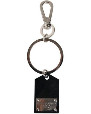 Dolce & Gabbana Sint Glass Plaque Dg Logo Metal Platekeychain Keyring - White