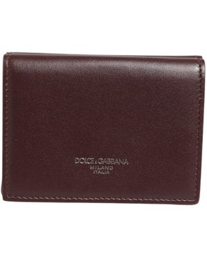 Dolce & Gabbana Leather Embossed Logo Trifold Card Holder Dark - Purple