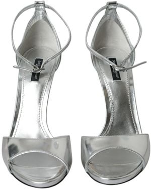 Dolce & Gabbana Keira Leather Heels Sandals Shoes - Gray