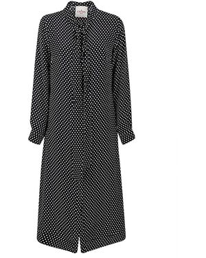 CRI.DA Polka Dot Silk Midi Dress - Gray