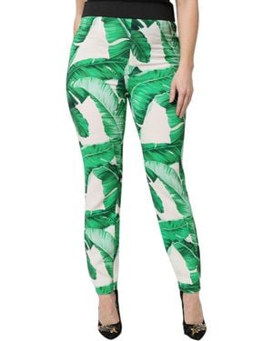 Dolce & Gabbana Leaf High Waist Pants - Green