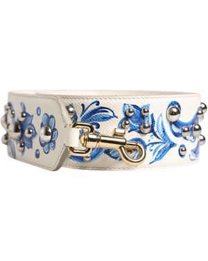 Dolce & Gabbana Floral Leather Stud Accessory Shoulder Strap Calf - Blue