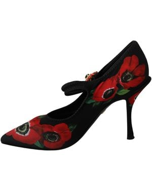Dolce & Gabbana Black Floral Mary Janes Court Shoes Shoes - Multicolour