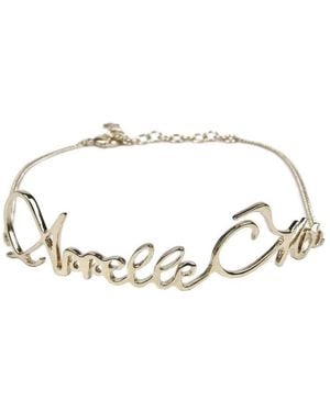 Saint Laurent Brass Metal Appelle Moi Necklace - White