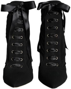 Dolce & Gabbana Jersey Stretch Ankle Booties Shoes - Black