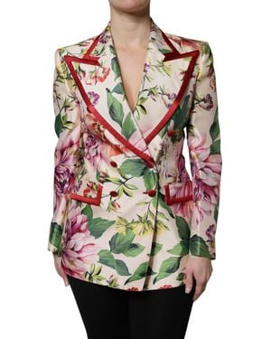 Dolce & Gabbana Floral Doublebreasted Blazer - White