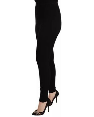 Dolce & Gabbana High Waist Stretch Trousers Tights Wool - Black