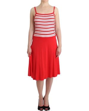 Roccobarocco Striped Jersey A-Line Dress - Red